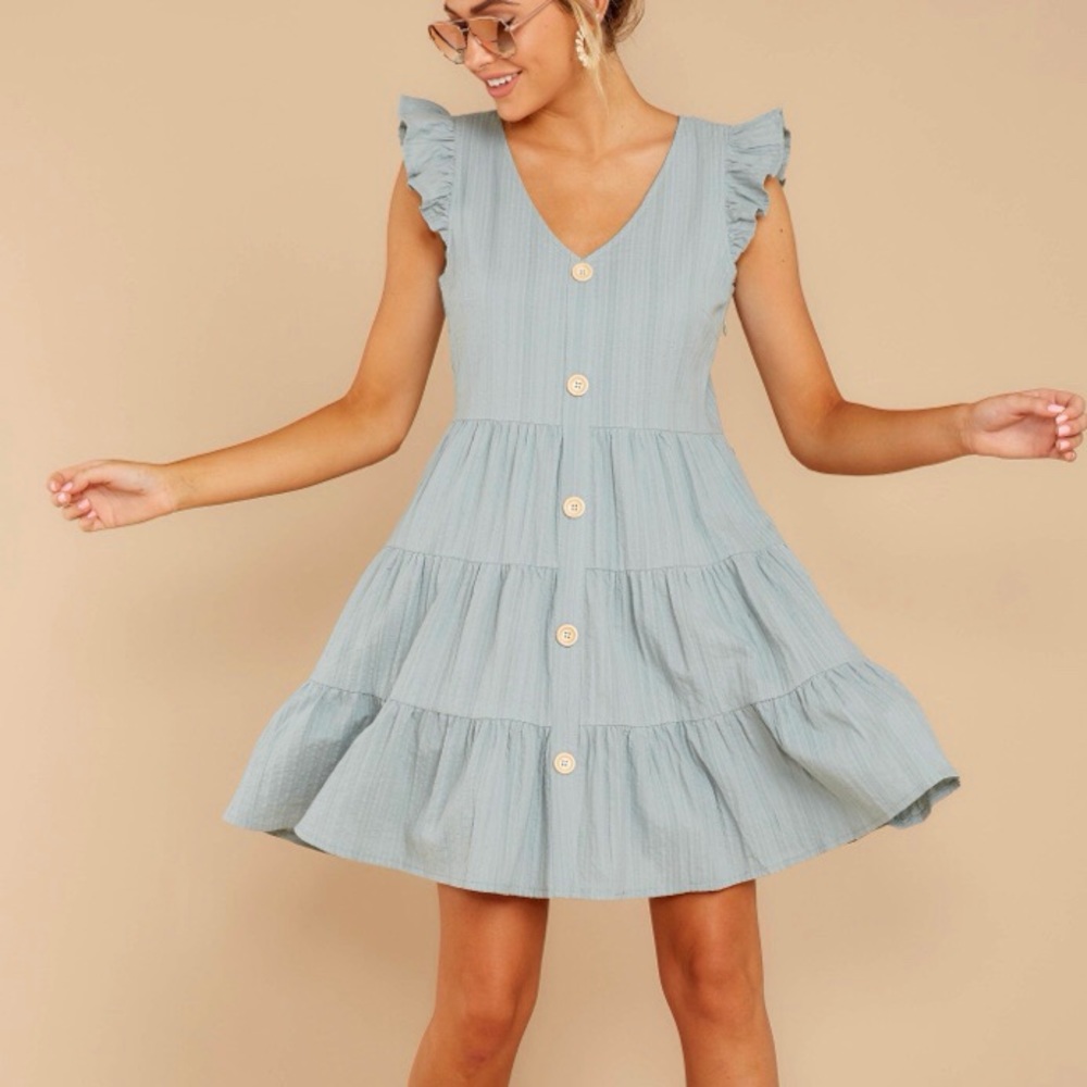 Seafoam green faux bottom down dress
